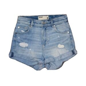Garage Blue Stretch Distressed Denim Cuffed Shorts Size 0